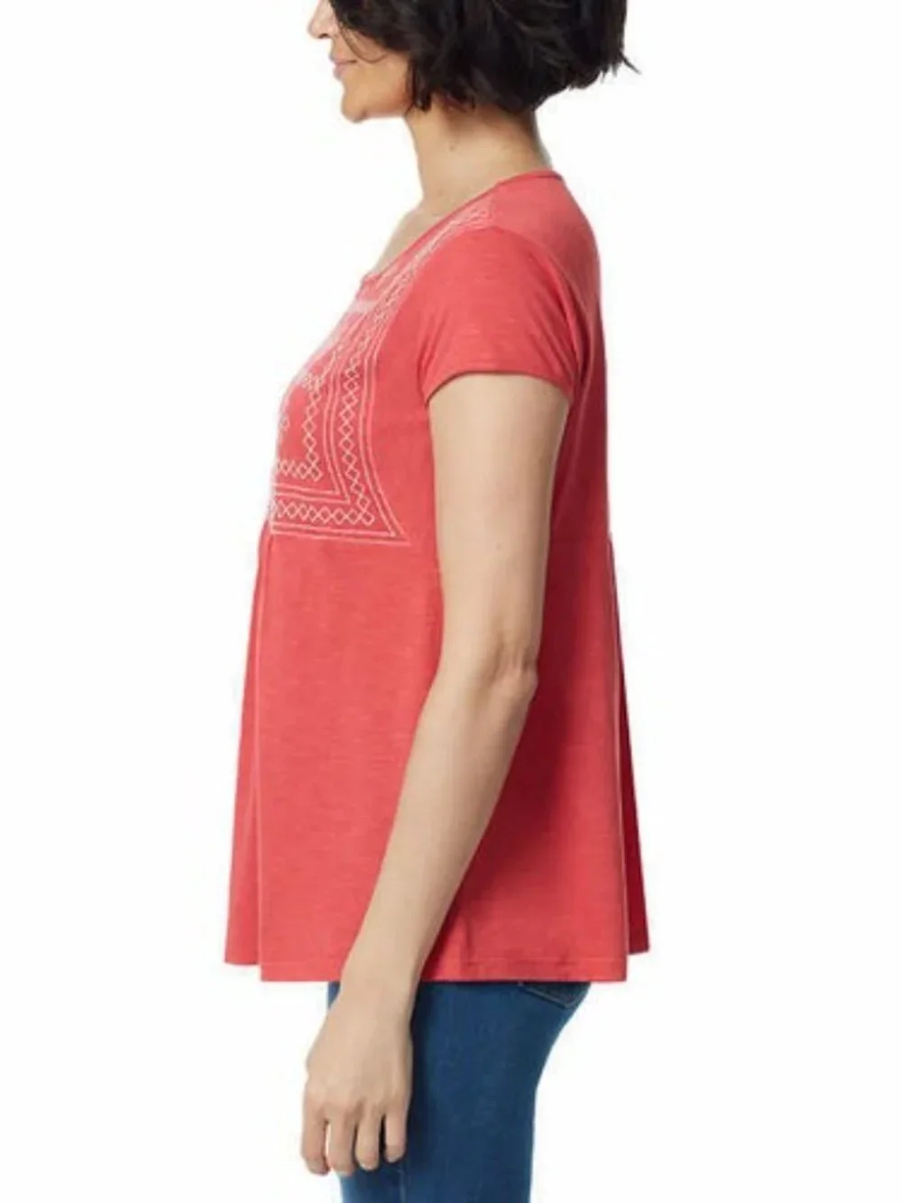 Gloria Vanderbilt Womens Embroidered Top